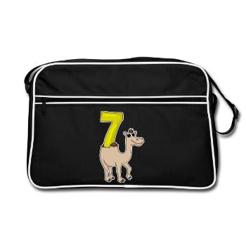7 birthday 7 years old with animal motif - seven - Retro Bag - black/white - Front