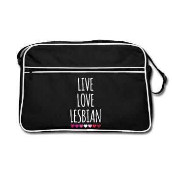 Leben. Liebe. Lesbe. - Retro Tasche - Schwarz/Weiß - Vorne