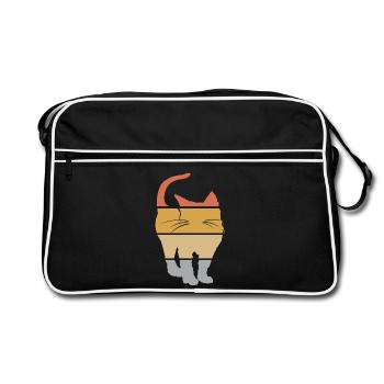 retro cat vintage tomcat cat lover icon icon - Retro Bag - black/white - Front