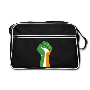 Le poing levé (vert, blanc, orange) - Sac Retro - noir/blanc - Devant