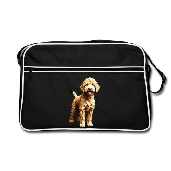 Goldendoodle Golden Doodle Chien Géométrique - Sac Retro - noir/blanc - Devant