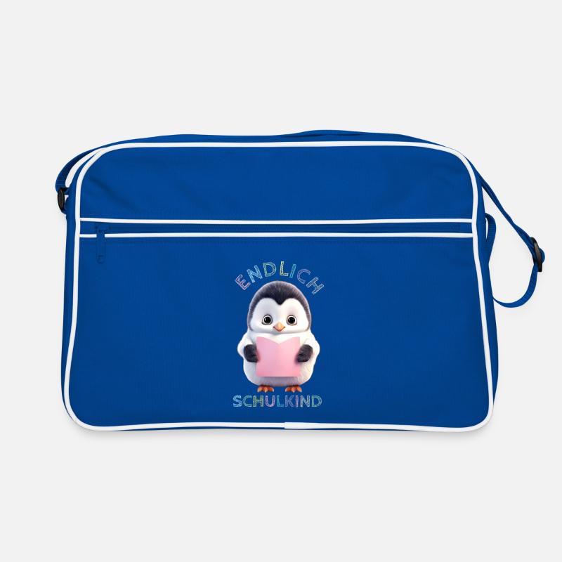 Kleiner Pinguin rosa | Endlich Schulkind Retro Tasche