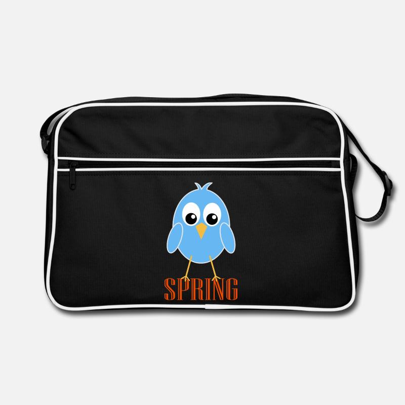 Cute spring bird with big eyes Retro Bag