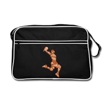 Motif abstrait de basket-ball - Sac Retro - noir/blanc - Devant