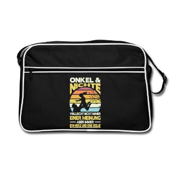 Onkel und Nichte Ein Herz und eine Seele Retro - Retro Tasche - Schwarz/Weiß - Vorne