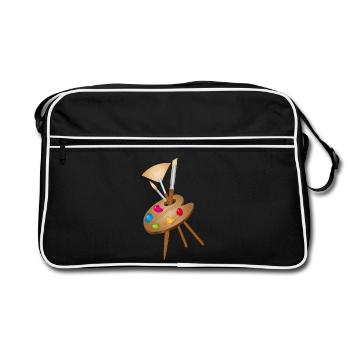 Palette d’artistes avec des couleurs vives et des pinceaux - Sac Retro - noir/blanc - Devant