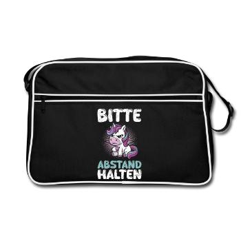 Mallorca BITTE ABSTAND HALTEN Anti Flirt Lustig - Retro Tasche - Schwarz/Weiß - Vorne