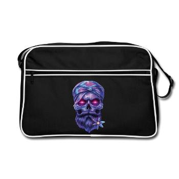 Mystische skull mit Talisman und Edelweiss - Retro Tasche - Schwarz/Weiß - Vorne