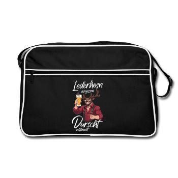 Lederhosen forgotten Bavarian dialect beer tent - Retro Bag - black/white - Front