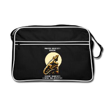 Main Quest: Suns | Iguana Reptile Humor - Retro Bag - black/white - Front