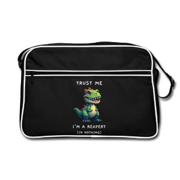 Drôle de T-Rex « Rexpert in Nothing » Dicton - Sac Retro - noir/blanc - Devant