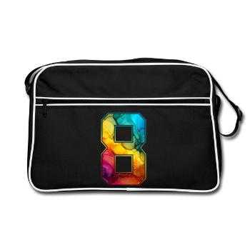 NON. 8 NUMÉRO 8 COLLÈGE 8E ANNIVERSAIRE - Sac Retro - noir/blanc - Devant