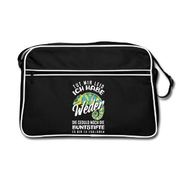 Weder Geduld noch Buntstifte – Sarkasmus - Retro Tasche - Schwarz/Weiß - Vorne