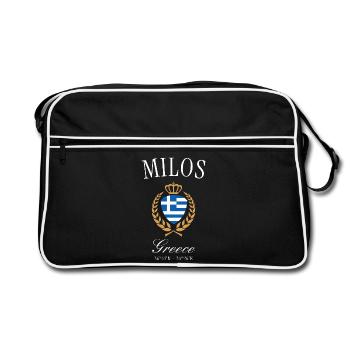 Couronne des armoiries de Milos Grèce – Souvenir de voyage - Sac Retro - noir/blanc - Devant