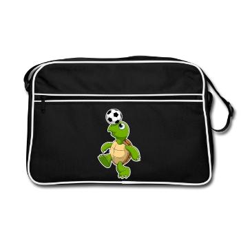 Turtle Football Cartoon - Retro Tasche - Schwarz/Weiß - Vorne