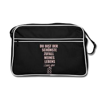 Du bist der schönste Zufall meines Lebens - Retro Tasche - Schwarz/Weiß - Vorne