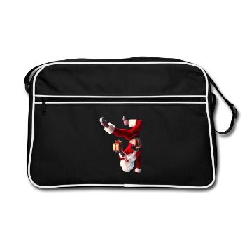Père Noël humoristique avec cadeau - Sac Retro - noir/blanc - Devant