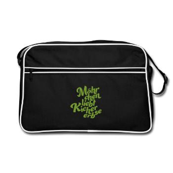 Logo without background green - Retro Tasche - Schwarz/Weiß - Vorne