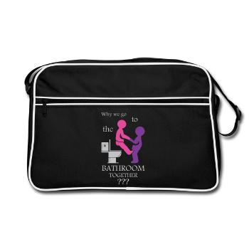 Pourquoi les femmes vont aux toilettes ensemble - Sac Retro - noir/blanc - Devant