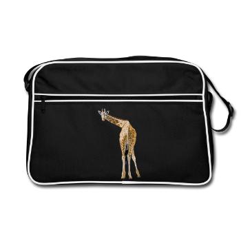 Giraffe greets from the savannah - Retro Bag - black/white - Front