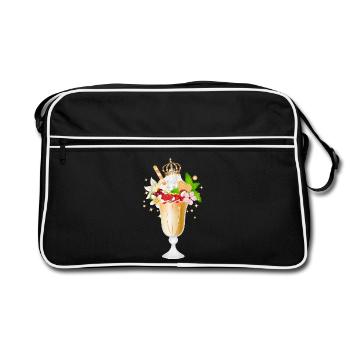 cream sundae – delicious dessert motif with crown - Retro Bag - black/white - Front