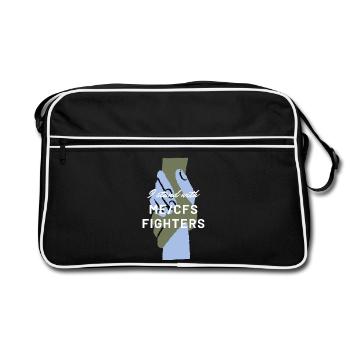 ME/CFS I stand with ME/CFS Fighters white - Retro Tasche - Schwarz/Weiß - Vorne
