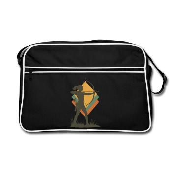 archery bow target archer silhouette - Retro Bag - black/white - Front