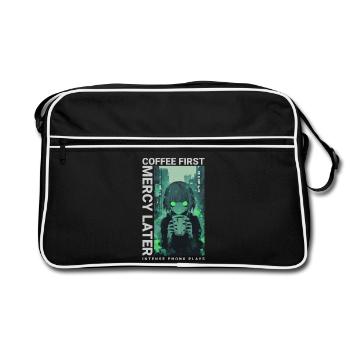 Café d'abord, Miséricorde plus tard, style anime Vaporwave - Sac Retro - noir/blanc - Devant