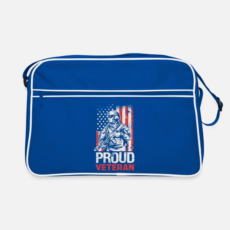 Proud veteran with US flag Retro Bag