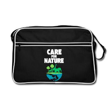 Care for Nature: Wildlife Scene - Retro Bag - black/white - Front