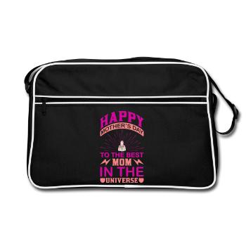 Beste Mama im Universum – Frohen Muttertag - Retro Tasche - Schwarz/Weiß - Vorne