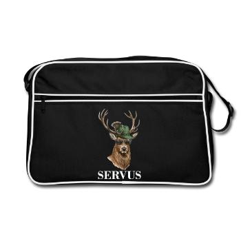 Cerf-de-cerf servus - Sac Retro - noir/blanc - Devant