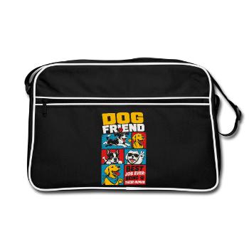 Dog Friend Best Job Ever Being Human - Retro Tasche - Schwarz/Weiß - Vorne
