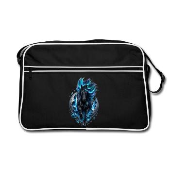 Cheval de cristal de lune – Conception du cheval cosmique - Sac Retro - noir/blanc - Devant