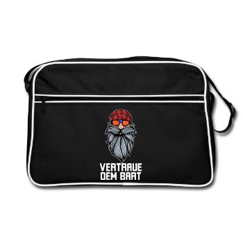 Humoristique Barbe Barbe Barbe Déclaration Barbe Coiffure - Sac Retro - noir/blanc - Devant