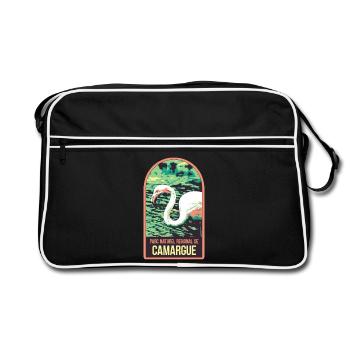 Flamand Rose Camargue : Nature Enchantée - Sac Retro - noir/blanc - Devant