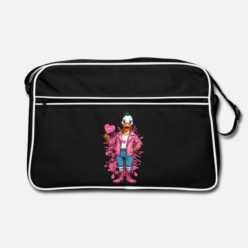 Punk duck with heart Retro Bag