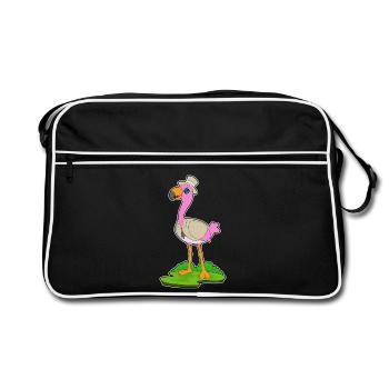 Flamingo Bräutigam Sakko Hochzeit - Retro Tasche - Schwarz/Weiß - Vorne