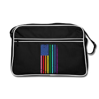 Drapeau arc-en-ciel des États-Unis - Sac Retro - noir/blanc - Devant
