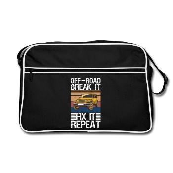 Tout-terrain, casse-le, répare-le, répète, chemise, hommes femmes de - Sac Retro - noir/blanc - Devant