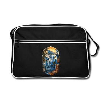 Maroc Marocain Chefchaouen - Sac Retro - noir/blanc - Devant