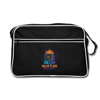 Retro Tech Solar Flare Protokoll T-Shirt - Retro Tasche - Schwarz/Weiß - Vorne
