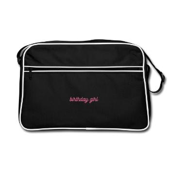 Birthday Girl in Pink Font - Girlie & Feminine - Retro Bag - black/white - Front