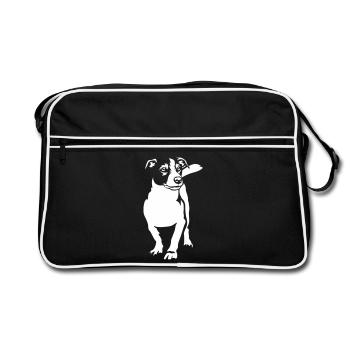 Jack Russell Terrier "Black Edition" - Retro Tasche - Schwarz/Weiß - Vorne