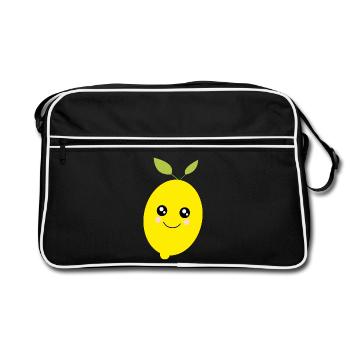 Kawaii citron vert citron vert Kawaii autocollant - Sac Retro - noir/blanc - Devant