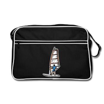 Funny windsurfer boy - Retro Bag - black/white - Front