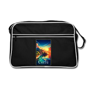 Corfu Greece landscape travel design - Retro Bag - black/white - Front