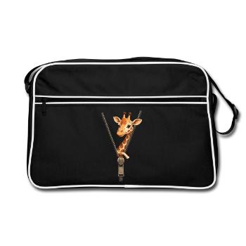 Fun Giraffe with Zipper - Retro Bag - black/white - Front