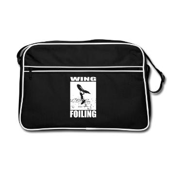 Wing Foiling Motiv - Retro Tasche - Schwarz/Weiß - Vorne