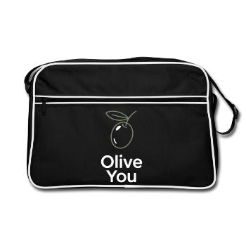 Olive You – Clean Minimal - Retro Bag - black/white - Front